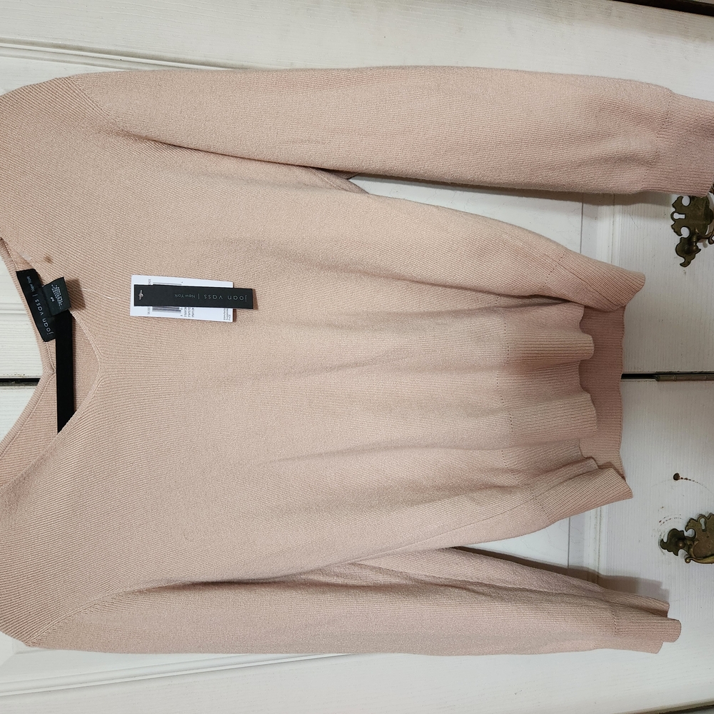 Joan Vass Cream V-Neck Sweater - Picture 3 of 8